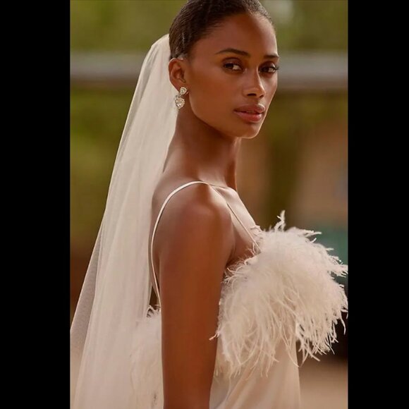 Brand New Hutch Faux-Feather Trim Chemise - Picture 2 of 6